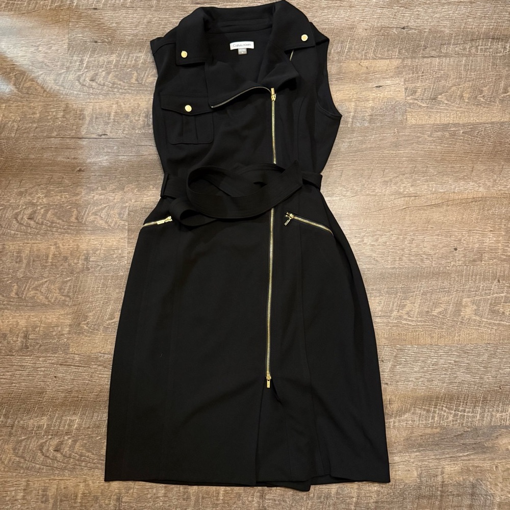 Sleeveless Stretch Crepe Moto Dress